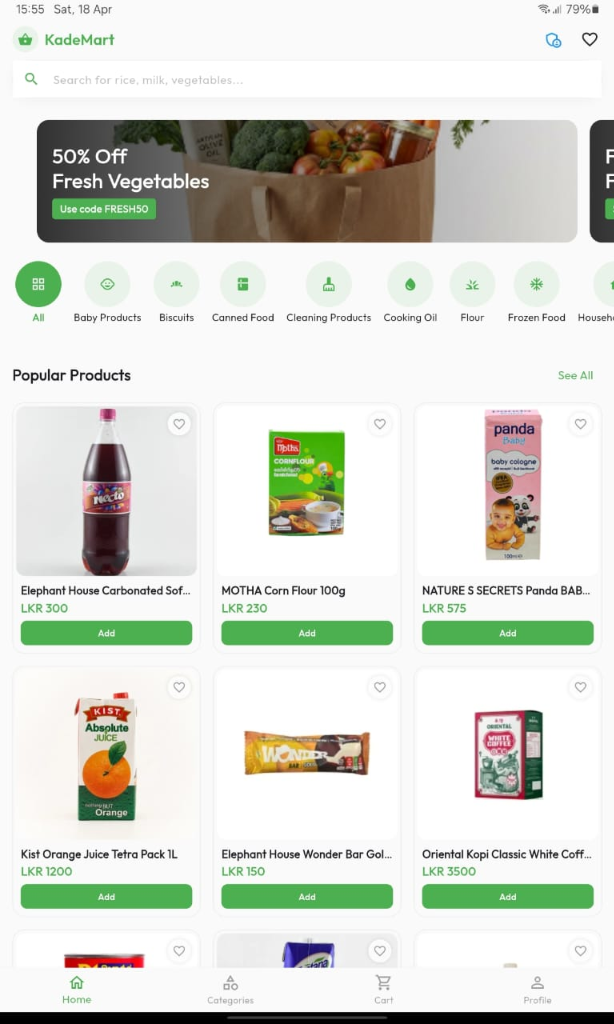 KadeMart App Home